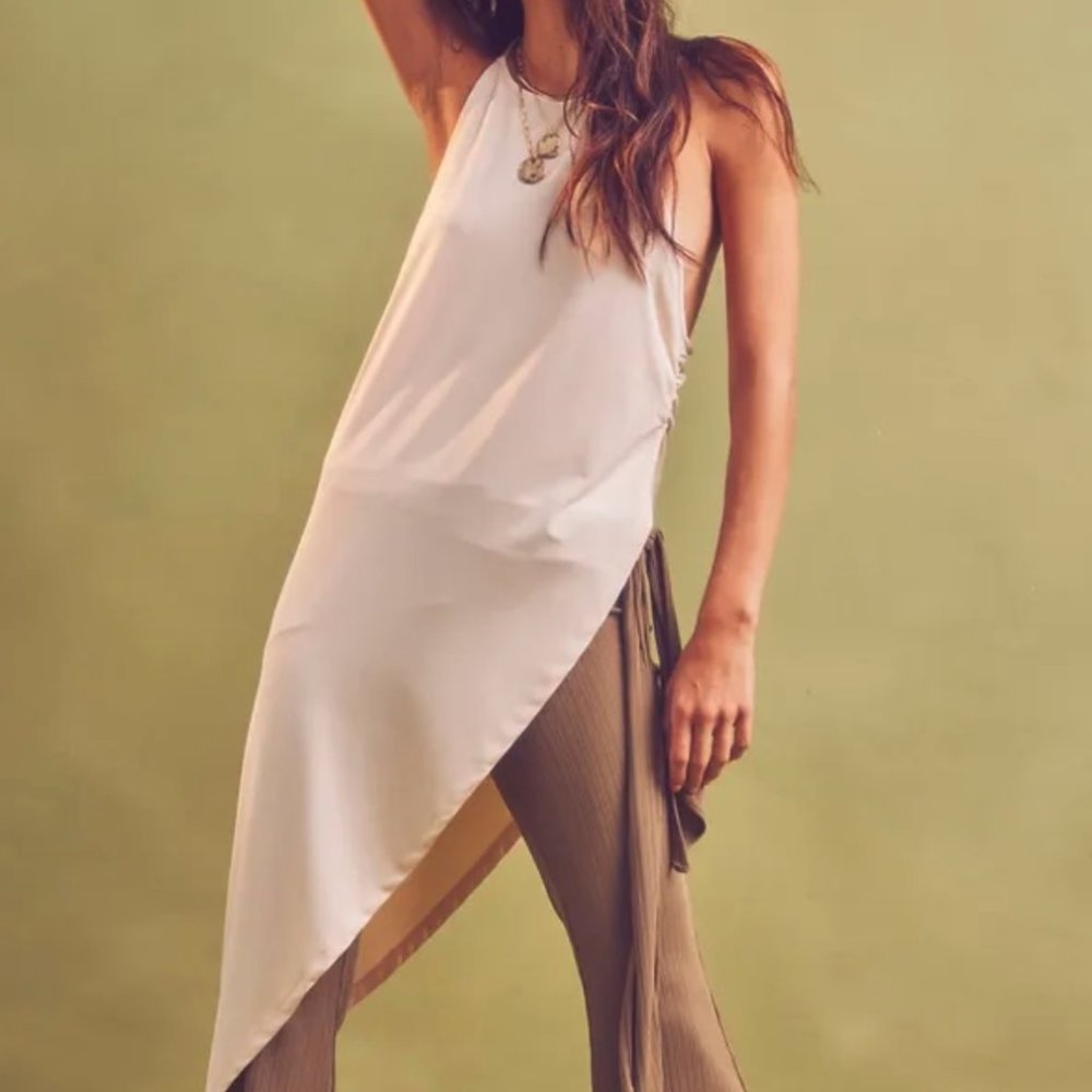 Free People Solana Maxi Top Asymmetrical with ruched side NWT